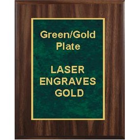 Walnut Plaque 6" x 8" - Marbelized Green/Gold 4" x 6" Designer Plate