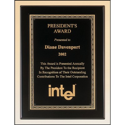 Black Piano Finish Plaque with Brass Plate (9" x 12")