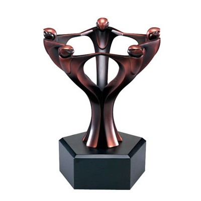 Teamwork Bronze Resin Award, 8"H