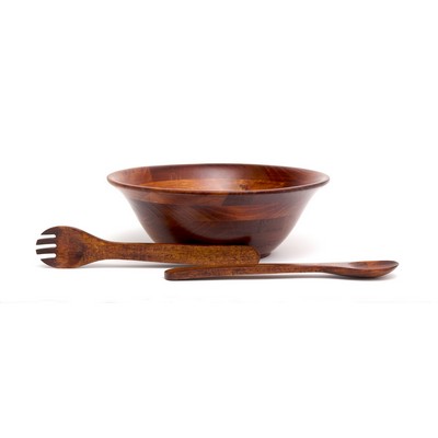 Lipper Cherry Finish 3 Piece Flared/ Footed Bowl Set w/ 13" Servers