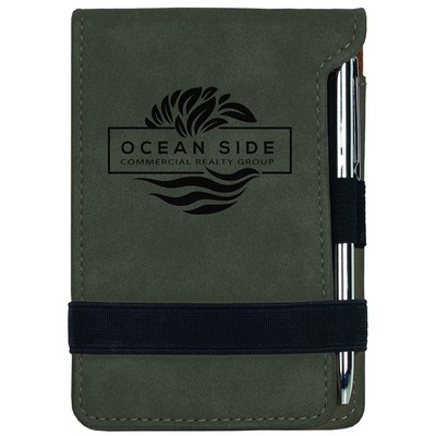 Gray Leatherette Pad & Pen (3.25" x 4.75")