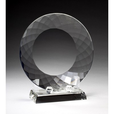 7" Faceted Edge Crystal Plate w/Stand