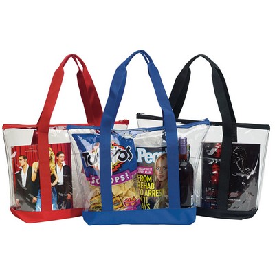 Clear Zipper Beach Tote Bag