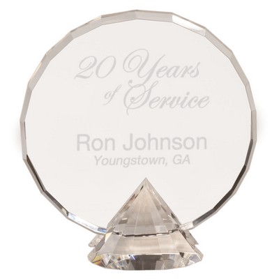 Diamond Cut Round Crystal Award, 7 1/2"H