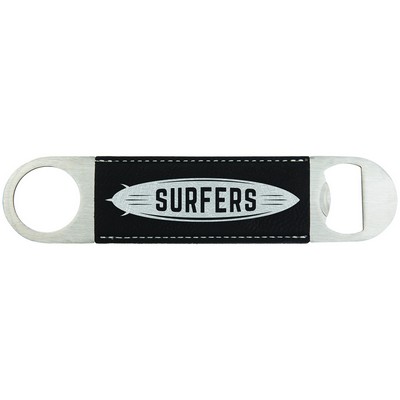 1.5" x 7" Black/Silver Leatherette Bottle Opener