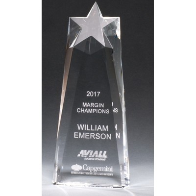 Star Trophy Carved From A Block Of Crystal Award -9.5"