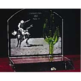 Crystal Sculpted Cactus & Western Scene Award - Internally Engraved