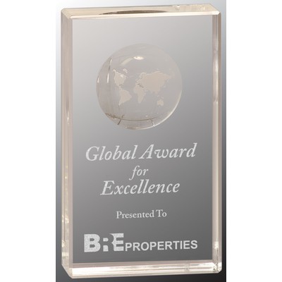 Crystal Rectangle Etched Globe Award