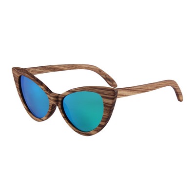 Zebra Wood Sunglasses - Green Mirror Polarized Lenses - Zebra Wood Frames