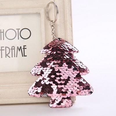 Tree Shaped Reversible Sequins Keychain