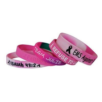 1/2 Inch Breast Cancer Custom Deboss-fill Wristbands