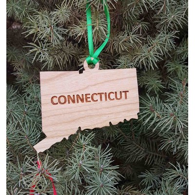 3.5" - Connecticut Customizable Hardwood Ornaments