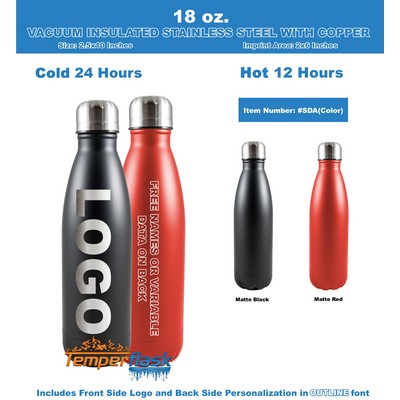 18 Oz. Bottle Vacuum Insulated Stainless Steel with Copper