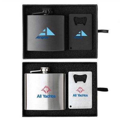 Crafter 5 oz. Flask and Bottle Opener Gift Set