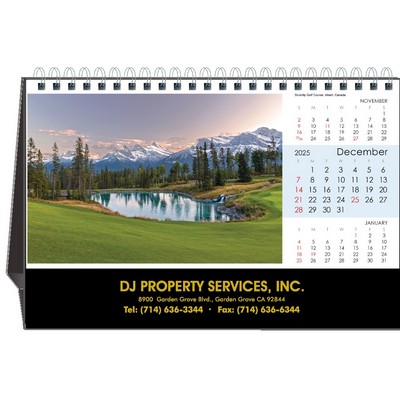 On the Green 2025 Desktop Calendar w/Foil Stamped Hardboard Easel