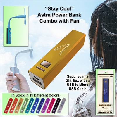 Gold 2600 mAh Astra Power Bank Combo w/Fan