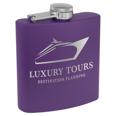 6 Oz. Matte Purple Powder Coated Flask