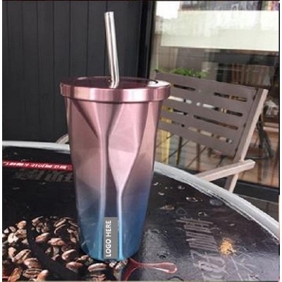 15 Oz. Stainless Steel Tumbler w/SS Lid & Straw