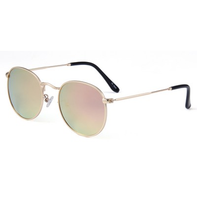 Sunglasses - Pink Mirror Lenses - Gold Frames