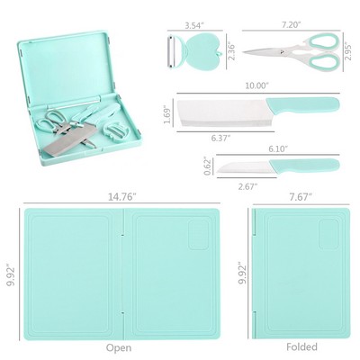 Foldable Plastic Cutting Board With Knife Set