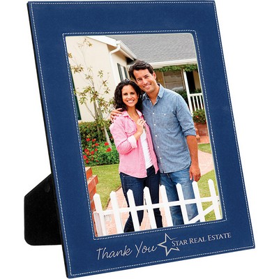 8" x 10" Blue-Silver Laserable Leatherette Picture Frame