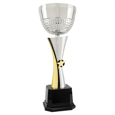 16 1/2" Silver/Gold Textured Completed Metal Cup Trophy