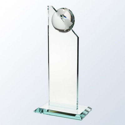 Jade Glass World Globe Pinnacle Optic Crystal Award - Large