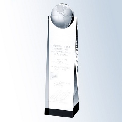 Globe Tower Optic Crystal Award - Small