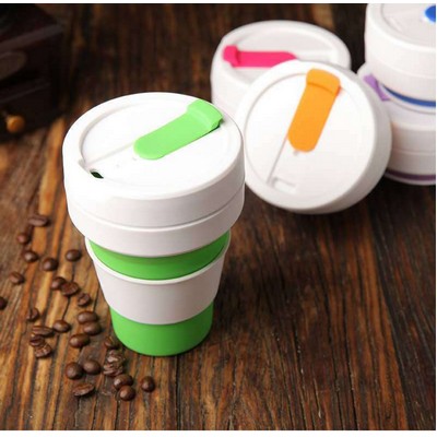 Silicone Collapsible Coffee Cup with straw