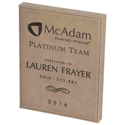 Light Brown Leatherette Plaque with Lasered or Full Color Imprint