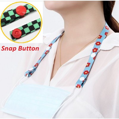 3/4" Full Color Mask Lanyard w/Snap Button Adjustable Holder