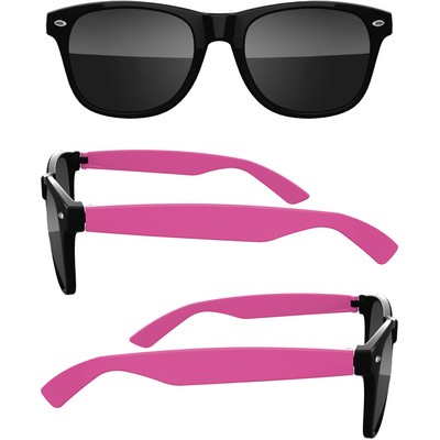 2-Tone Retro Cancer awareness Sunglasses w/1 Color Temple Imprint