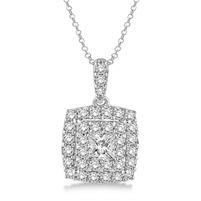 Jilco Inc. Square Diamond Cluster Pendant Necklace