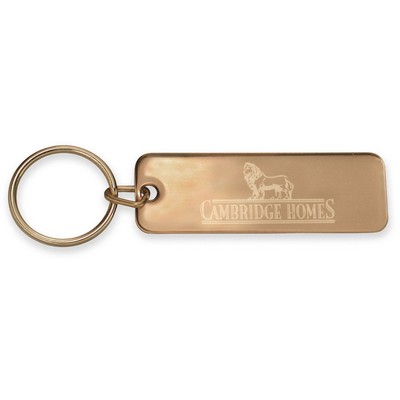 Round Corner Rectangle Key Ring (Brushed Brass)