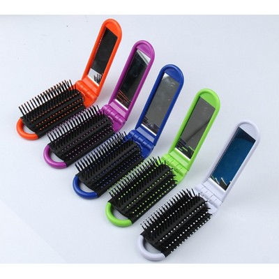 Folding Hair Brush with Mirror