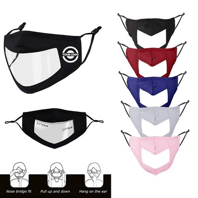 Adjustable Cotton Face Mask With Transparent Window