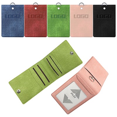 PU Imitation Cloth Pattern ID Card Badge Holder