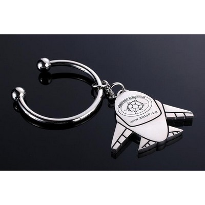 Flat Metal Plane Keychain