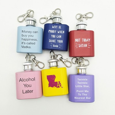 Colored 1 oz. Hip Flask Keychain