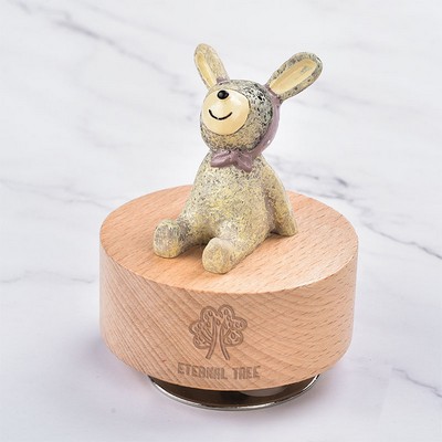 Little Rabbit Music Box W/ Rotating Metal Base