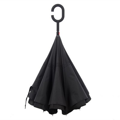 Double Layer Inverted C Handle Reverse Umbrella