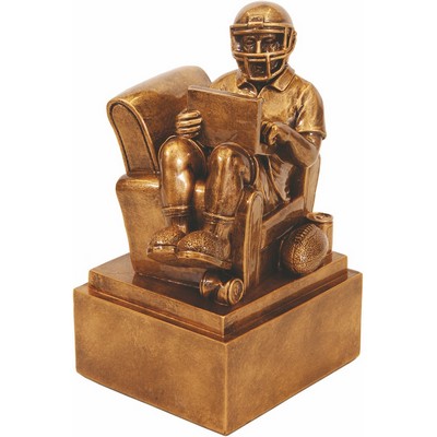 6" Antique Gold Fantasy Football Man in Chair Resin