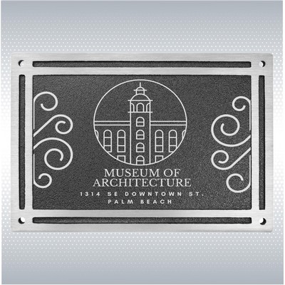 Black/Silver Exterior Grade Rectangle Cast Aluminum Sign with 4 Mounting Screws (4"x6")