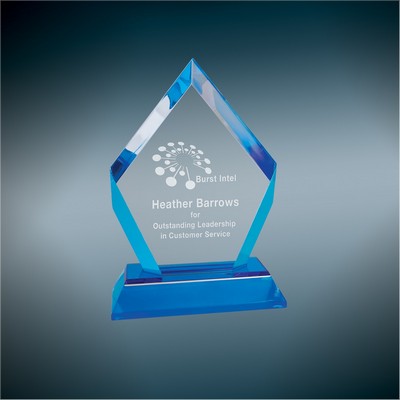 6" Blue Frosted Base Diamond Award