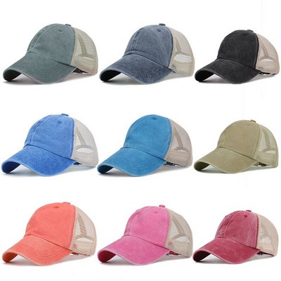 Washed Cotton Mesh Back Cap