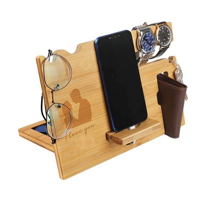 Wooden Desk Storage Phone/Watch/Glasses/Keys Stand