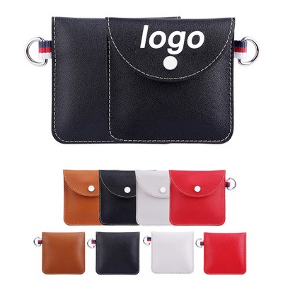 Leather Flip Button Storage Bag