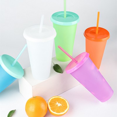 single layer 750ml cold color changing PP straw cup