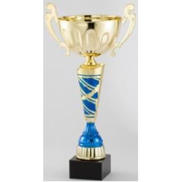 13" Assembled Gold/Blue Cup Trophy w/Handles