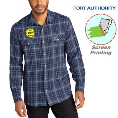 Port Authority Long Sleeve Ombre Plaid Shirt 4.6 oz. Custom